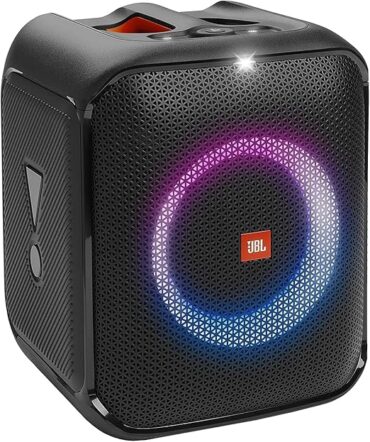 JBL Partybox Encore Essential Portable Party Speaker,100W Powerful Sound, Built-In Dynamic Light Show, IPX Splash Proof Design, 10 Hours of Playtime, Multisource Playback - Black