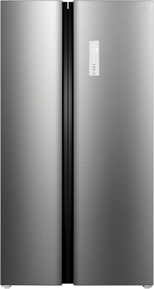 TCL 635L Side by Side Refrigerator with Inverter Motor,Electronic control, LED display ,No Frost, Holiday Function ,Power Cool & Freeze, Child Lock, LED Light, 1 Year Warranty, Inox Finish - P635SBSS